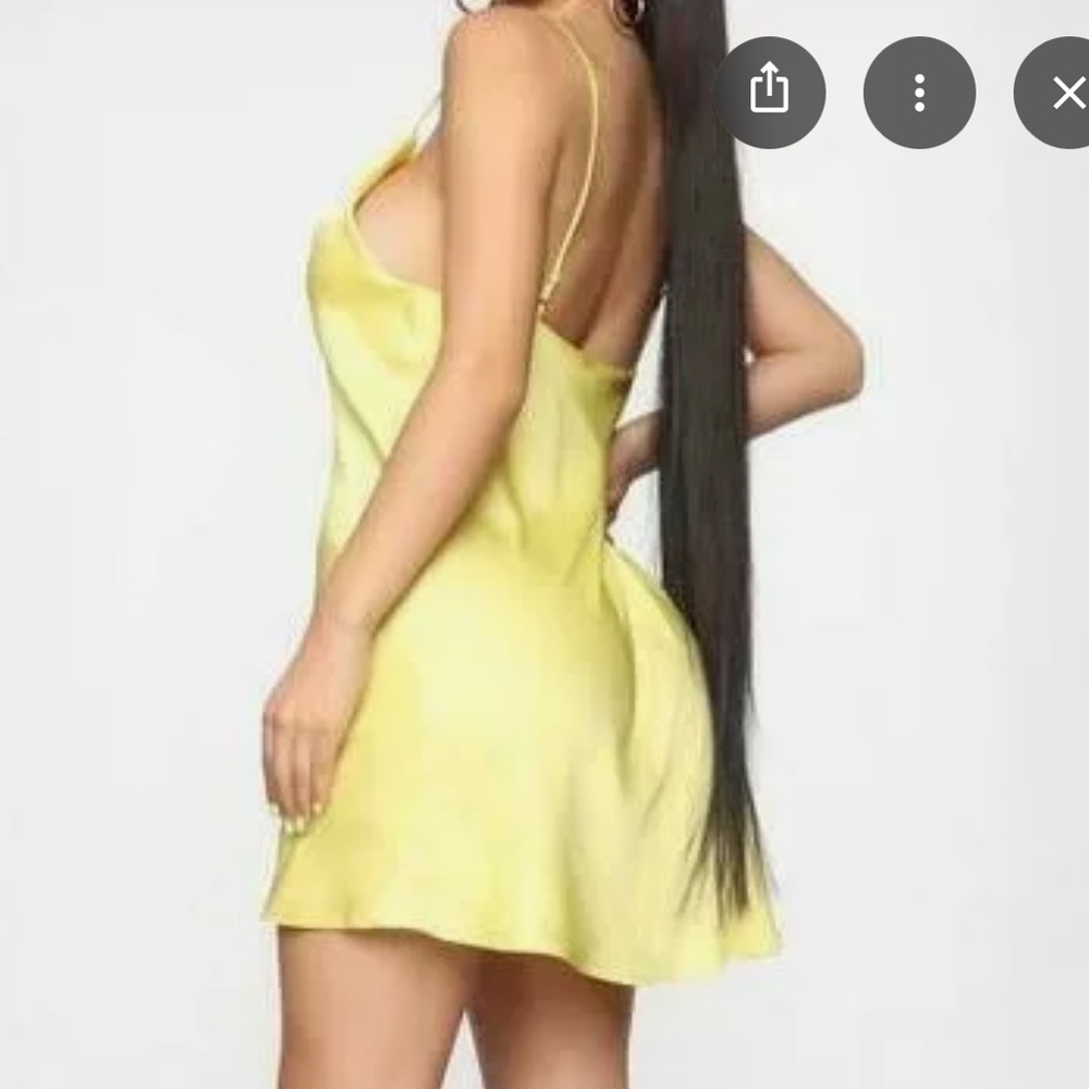 Yellow Satin Slip Mini Dress